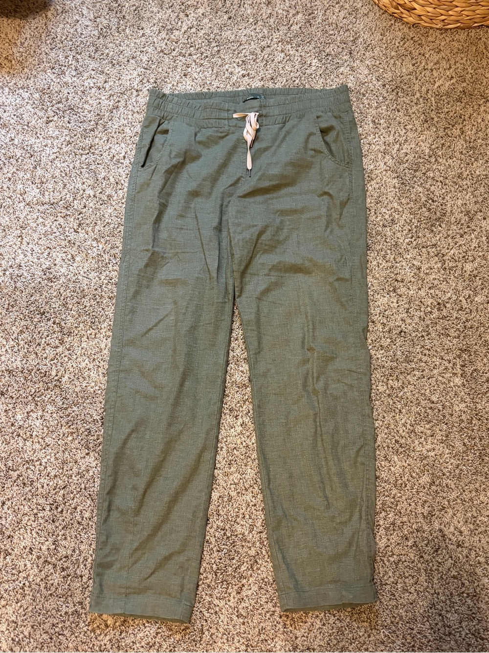 Prana Olive Green Drawstring Chinos